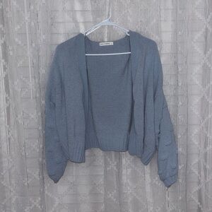 Moon & Madison Slate Blue Bubble Sleeve Cardigan